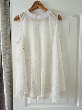 Lucy in the Sky White Sheer Sparkle Mini Dress Bodysuit Set Festival Rave Large